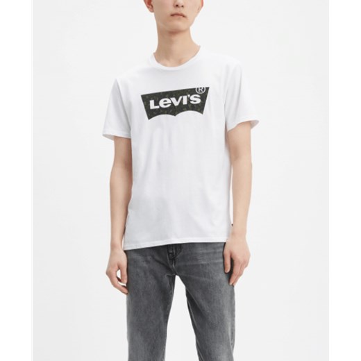 Biały t-shirt męski Levi's z napisem z krótkimi rękawami 