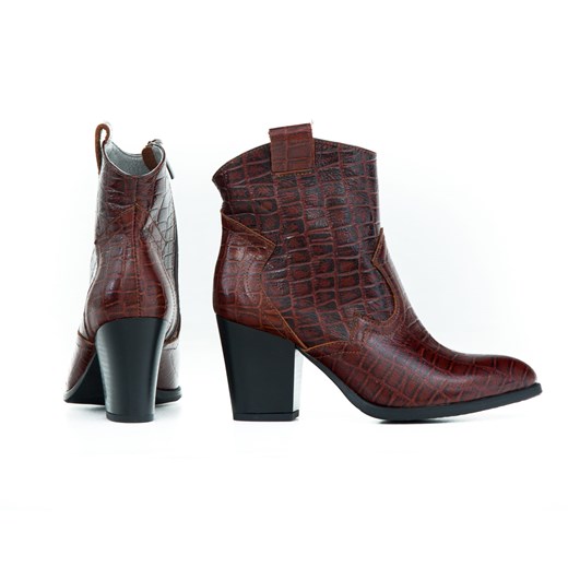 kowbojki z tłoczeniem - skóra naturalna - model 471 - kolor brązowo czarny krokodyl Zapato  41 zapato.com.pl