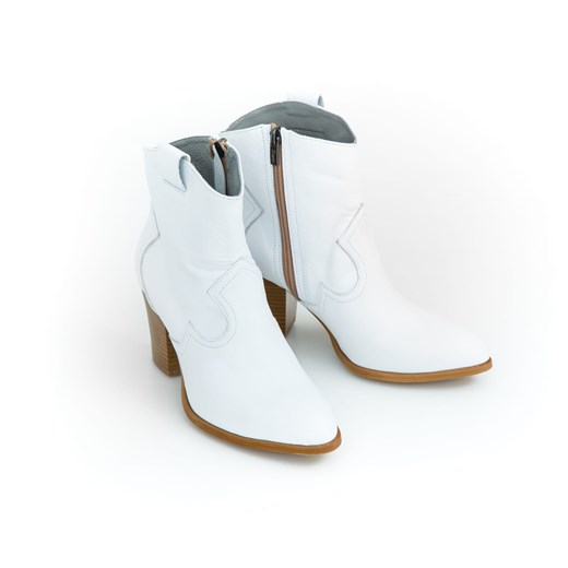 botki kowbojki na obcasie - skóra naturalna - model 471 - kolor biały  Zapato 38 zapato.com.pl