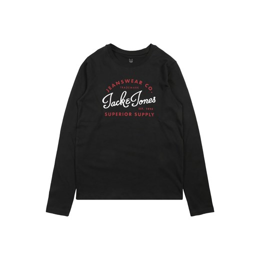 T-shirt chłopięce Jack & Jones Junior czarny z długim rękawem z jerseyu 