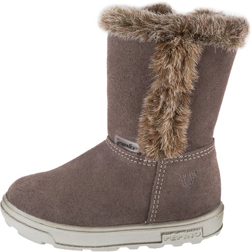 Buty zimowe dziecięce Pepino brązowe śniegowce na zimę bez zapięcia skórzane 