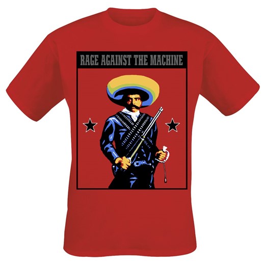 Czerwony t-shirt męski Rage Against The Machine z krótkim rękawem 