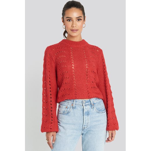 NA-KD Pattern Knitted Round Neck Sweater - Red NA-KD  M 