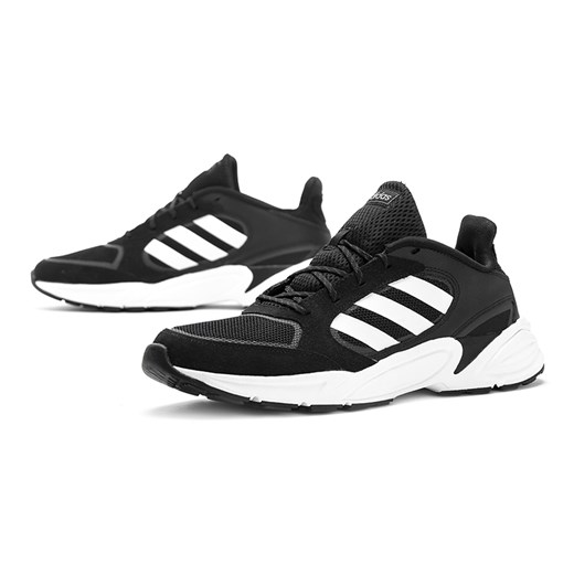 Buty sportowe męskie Adidas wiązane czarne na jesień skórzane 