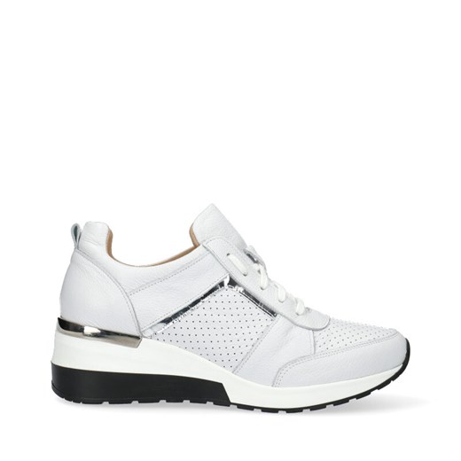 Sneakersy damskie białe Arturo Vicci sznurowane skórzane wiosenne bez wzorów 