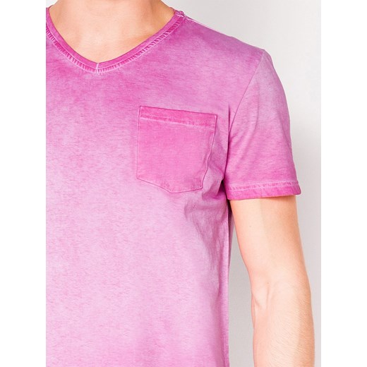 T-shirt męski różowy Edoti.com z krótkimi rękawami wiosenny 