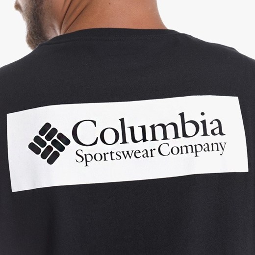 T-shirt męski czarny Columbia z krótkim rękawem bez wzorów 