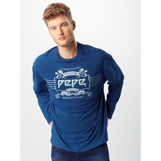 T-shirt męski Pepe Jeans niebieski bawełniany z długim rękawem 