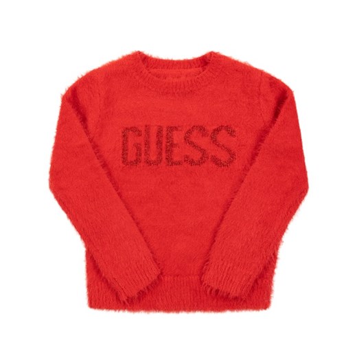 Sweter dziewczęcy czerwony Guess z nadrukami 