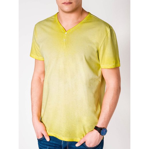 T-shirt męski żółty Edoti.com z krótkim rękawem 