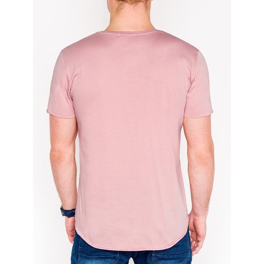 T-shirt męski Edoti.com różowy z krótkim rękawem 