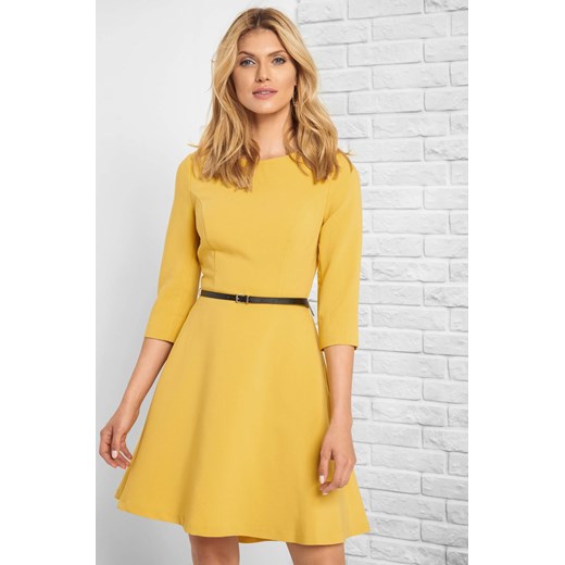 Żółta sukienka ORSAY z tkaniny mini z długim rękawem 