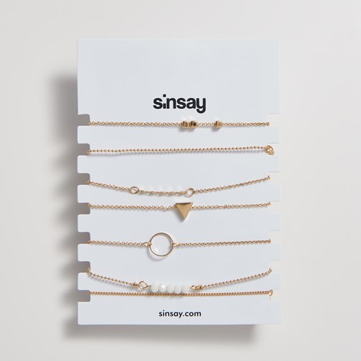 Sinsay - Minimalistyczne bransoletki - Beżowy  Sinsay One Size 