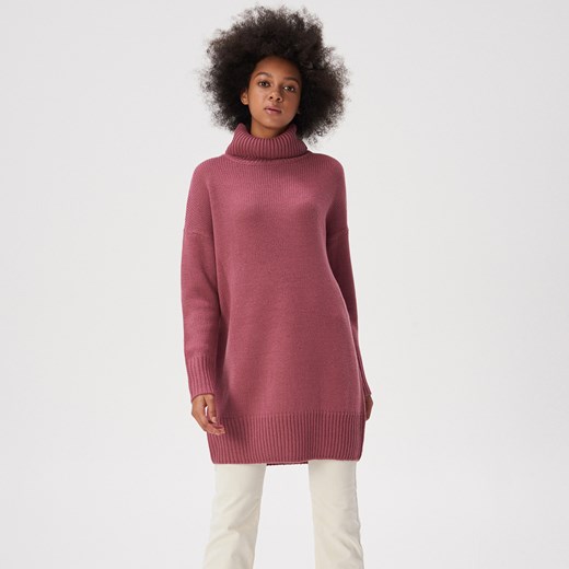Sinsay - Długi sweter z golfem - Różowy Sinsay  XS 