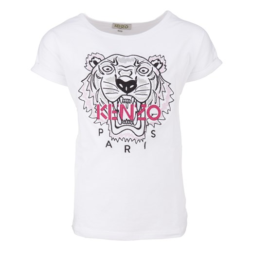 Biały T-shirt Tiger  Kenzo Kids 4 LATA Moliera2.com