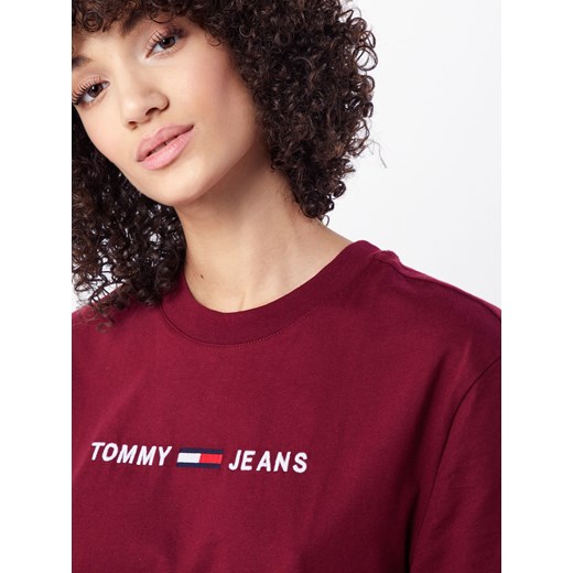 Bluzka damska Tommy Jeans młodzieżowa czerwona z okrągłym dekoltem 