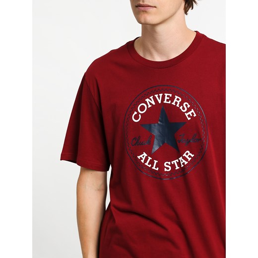Czerwony t-shirt męski Converse z krótkim rękawem 