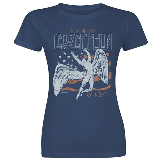 Led Zeppelin - US Tour 1975 Flag - T-Shirt - granatowy  Led Zeppelin S EMP
