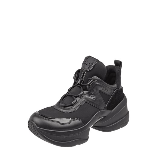 Sneakersy damskie Michael Kors gładkie czarne jesienne na platformie skórzane 