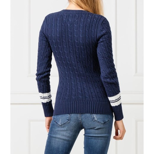 Sweter damski Tommy Jeans z okrągłym dekoltem niebieski 