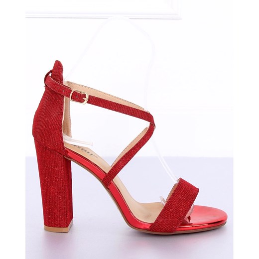 Sandały damskie czerwone Buty Butymodne z klamrą bez wzorów z tkaniny 