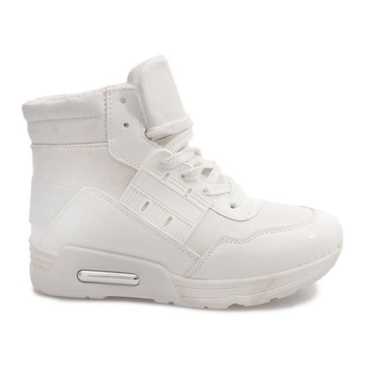 Sneakersy damskie Butymodne białe młodzieżowe sznurowane zimowe na platformie 