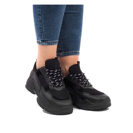 Sneakersy damskie Butymodne z tworzywa sztucznego gładkie sznurowane 