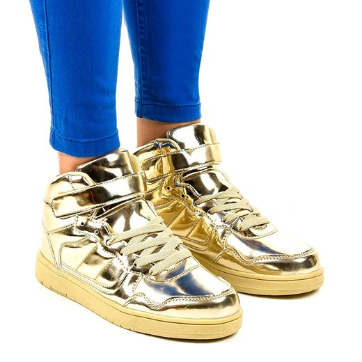 Buty sportowe damskie złote Butymodne w stylu młodzieżowym na wiosnę na płaskiej podeszwie 