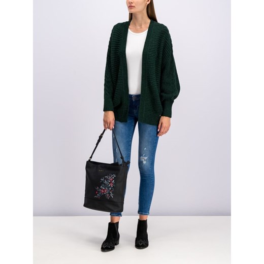 Sweter damski zielony Pepe Jeans z dekoltem v bez wzorów 