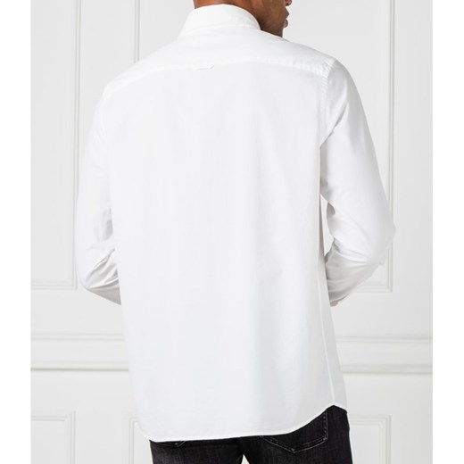 Biała koszula męska Calvin Klein z długimi rękawami elegancka bez wzorów z klasycznym kołnierzykiem 