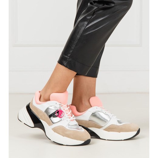 Sneakersy damskie Pinko sportowe skórzane na platformie sznurowane bez wzorów 