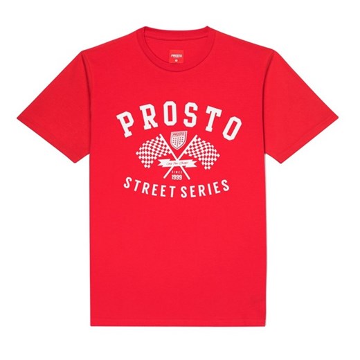 T-shirt męski czerwony Prosto Klasyk z krótkim rękawem 