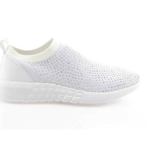 Białe buty sportowe damskie American Club bez wzorów bez zapięcia na płaskiej podeszwie na wiosnę 