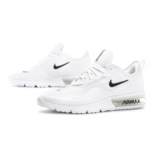Buty sportowe damskie Nike do biegania air max sequent płaskie gładkie białe sznurowane 