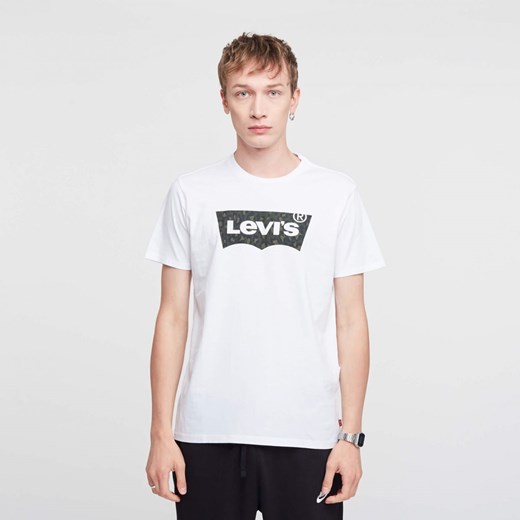 Biały t-shirt męski Levi's z napisem z krótkimi rękawami 