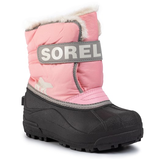 Buty zimowe dziecięce Sorel na rzepy bez wzorów śniegowce 