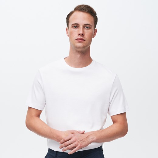 T-shirt męski biały Reserved bawełniany z krótkimi rękawami 