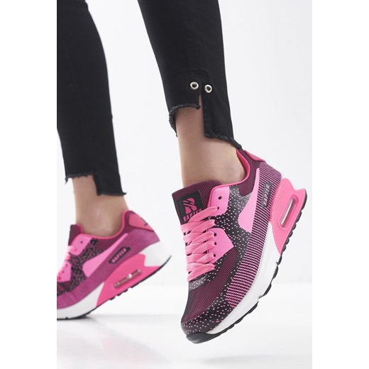 Różowe buty sportowe damskie Born2be w abstrakcyjne wzory na platformie sznurowane 