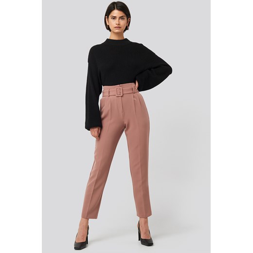 NA-KD Classic Belted Suit Pants - Pink  NA-KD Classic 40 NA-KD
