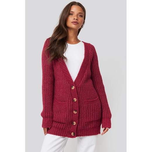 NA-KD Button Up Chunky Cardigan - Red  NA-KD S 