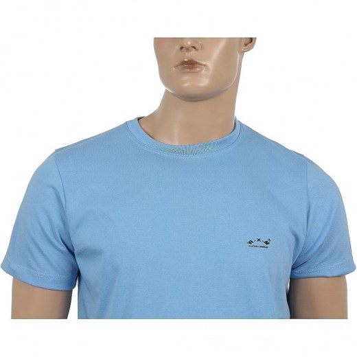 T-shirt męski niebieski Wexim bawełniany z krótkimi rękawami 