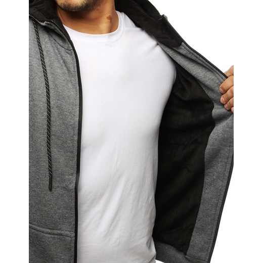 Bluza męska rozpinana z kapturem antracytowa (bx4128)  Dstreet L promocja  