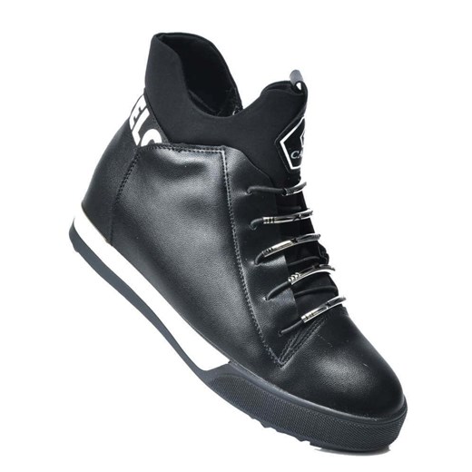 Pantofelek24.pl | Czarne trampki sneakersy na obcasie  Mmm 37 pantofelek24.pl okazja 