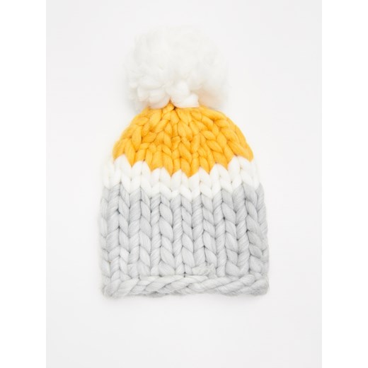 Cropp - Ciepła czapka z pomponem - Żółty Cropp One Size