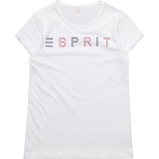 Bluzka dziewczęca Esprit biała z krótkim rękawem z nadrukami z jerseyu 