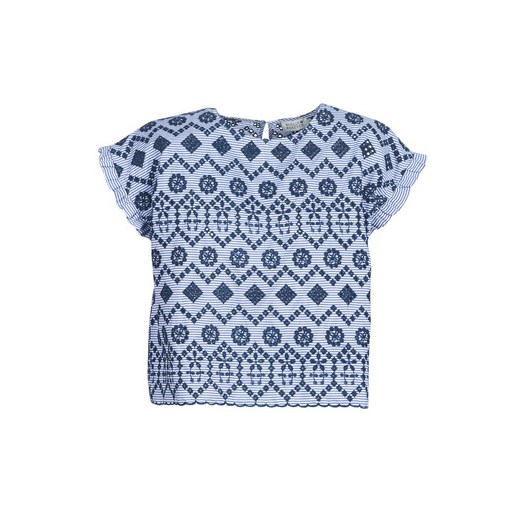 Bluzka damska niebieska Molly Bracken casual w abstrakcyjnym wzorze z krótkim rękawem 