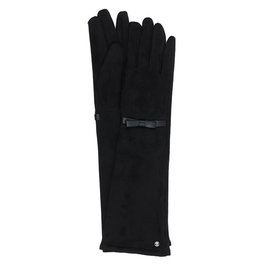 Długie, zamszowe rękawiczki z kokardą Monnari  One Size E-Monnari