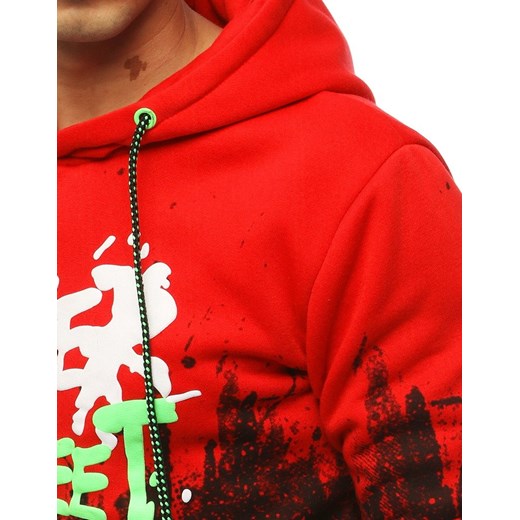 Bluza męska z kapturem wkładana przez głowę czerwona (bx3940) Dstreet  XL  okazyjna cena 