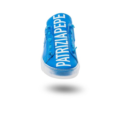 Buty sportowe damskie Patrizia Pepe sneakersy młodzieżowe niebieskie sznurowane w nadruki płaskie skórzane 