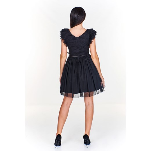 Sukienka Ptakmoda.com rozkloszowana bez rękawów elegancka na sylwestra mini z tkaniny 